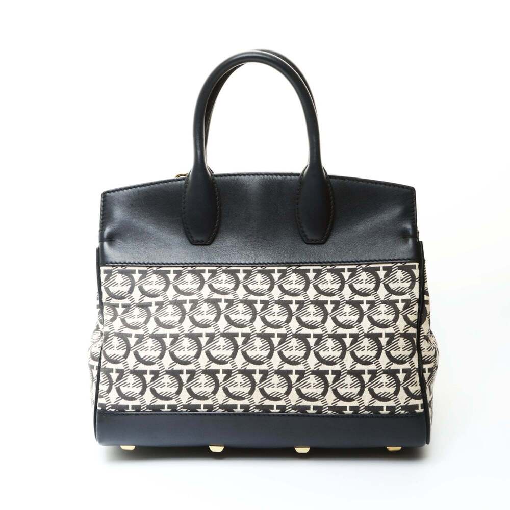 Salvatore Ferragamo Gancini canvas handbag in black - Picture 2 of 13